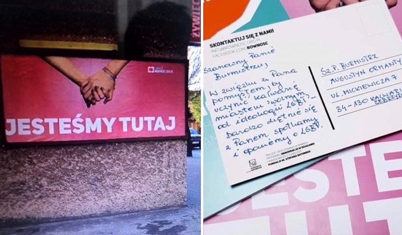 Kalwaria Zebrzydowska odporna na tęczę? Pocztówki do burmistrza i znikające banery LGBT
