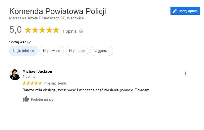 Michael Jackson twierdzi, że policjanci w Wadowicach są &quot;życzliwi&quot;. Zgadzacie się?