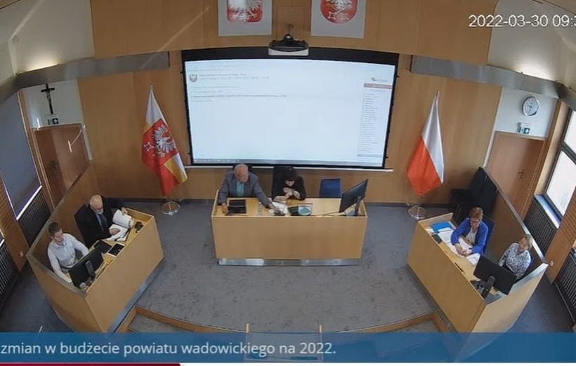 Kadr z sesji Rady Powiatu Wadowickiego