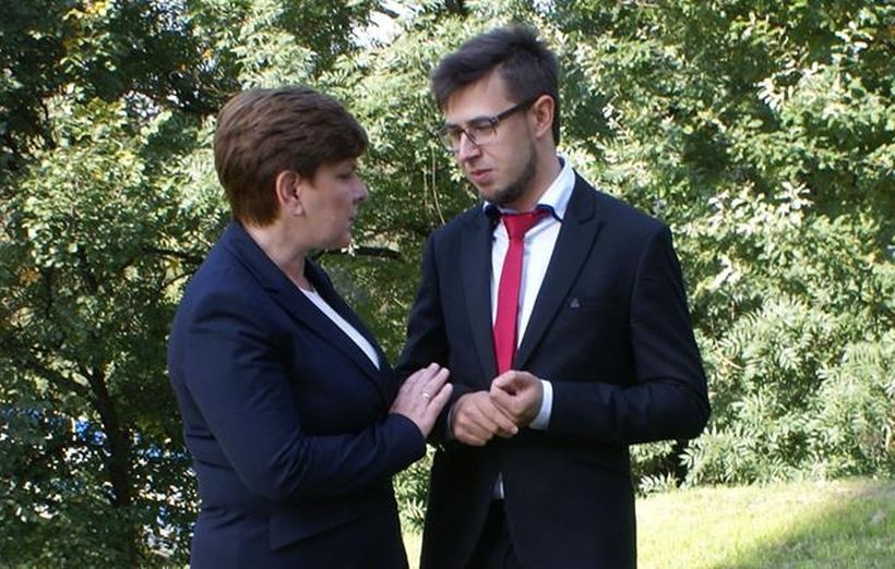 Filip Kaczyński i Beata Szydło, kandydatka PiS na premiera