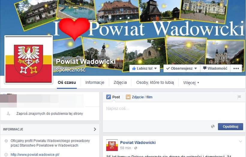 Starostwo w Wadowicach inwestuje w... Facebooka