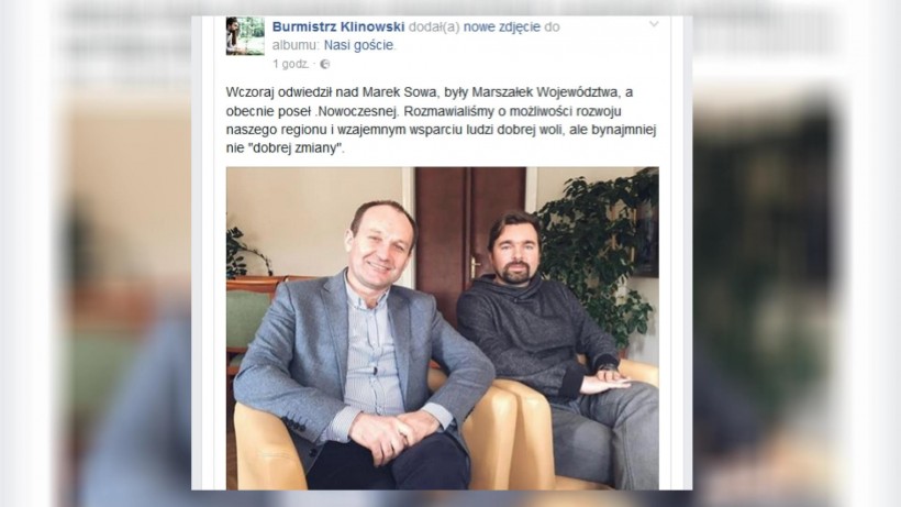 Polityczna przyjaźn z Nowoczesną ma doprowadzić Klinowskiego do drugiej kadencji na fotelu burmistrza Wadowic