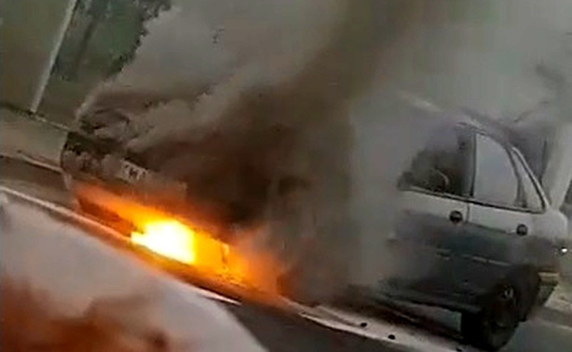 Pożar samochodu w Barwałdzie