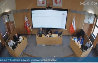 Kadr z sesji Rady Powiatu Wadowickiego