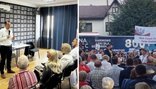 Radosław Sikorski wspierał kandydatów KO w Wadowicach, w tym samym czasie Beata Szydło w Makowie Podhalańskim ogłaszała listę PiS