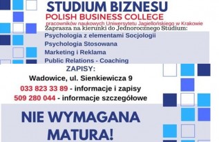 STUDIUM BIZNESU Polish Business College ogłasza nabór do Jednorocznego Studium na rok 2016/17